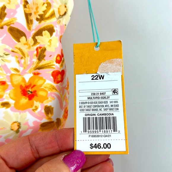 Kona Sol Floral Women's One Shoulder High Coverage One Piece Swimsuit 22W - Picture 8 of 12